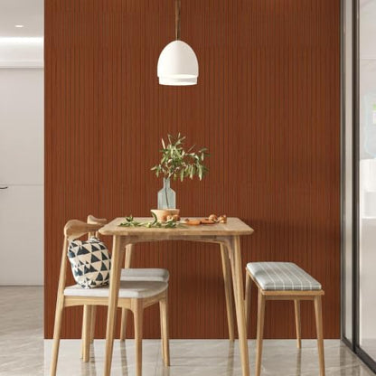 Yun-aeon Peel and Stick Slat Wall Panel 15.75"X118" PVC Self-Adhesive Thick Medium Walnut Wood Grain Wallpaper Panel 3D Soundproof Wall Panels for Walls - color: Walnut 15.7*118in