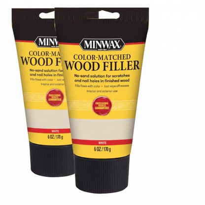 Minwax Color-Matched Wood Filler, White, 6 oz (Pack of 2) - size: 6 oz. (Pack of 2)