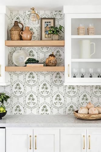 Boho Floral Peel and Stick Wallpaper Green Self Adhesive Wallpaper - color: Green