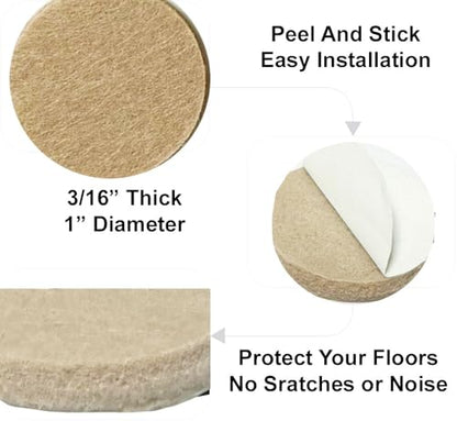48 Pcs Self Adhesive 1" Round Felt Furniture Pads (Beige, 1") - color: Beige