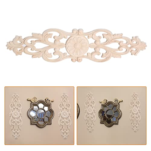 4Pcs Wood Carved Appliques Furniture Wooden Carving Onlays Long Decals - size: 4-Pack