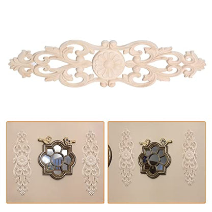 2Pcs Wood Carved Appliques Furniture Wooden Carving Onlays Long Decals - size: 2-Pack