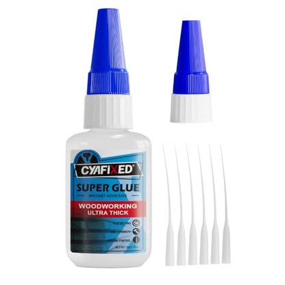 CYAFIXED Professional Grade Cyanoacrylate Super Glue, Ultra Thick Viscosity CA Glue for Woodworking, 1 oz. (28.3 Grams) - Instant Adhesive for Woodworking, Gap Filling, Heavy Duty Wood Bonding - size: 1 oz