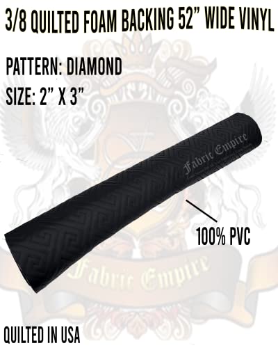Vinyl Quilted Foam Fabric with 3/8" Foam Backing Upholstery / 52" Wide/Sold by The Yard/FABRIC EMPIRE (Black Grecca with HQ Black Thread, Greek Key) - color: Black, size: Greek Key