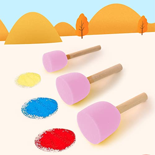 WAFJAMF 20 Pcs Round Sponges Brush Set 4 Sizes DIY Painting Tools - color: Pink