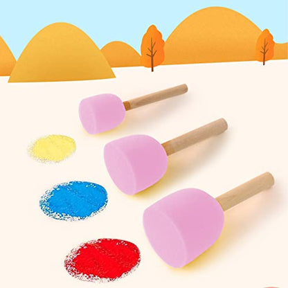 WAFJAMF 20 Pcs Round Sponges Brush Set 4 Sizes DIY Painting Tools - color: Pink