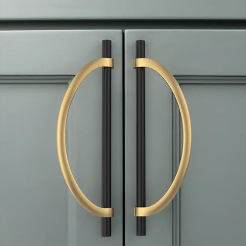 Amerdeco 10 Pack Black Champagne Bronze Cabinet Pulls 7.5 Inch(192MM) Hole Centers Kitchen Cabinet Handles Hardware for Cupboard Handles Drawer Pulls ZH0027 - color: Champagne Black Gold, size: 7.5"/192MM Hole Center, style: 10 Pack