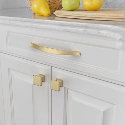 Amerdeco 10 Pack Brushed Gold Cabinet Pulls 5 Inch(128mm) Hole Center Drawer Pulls Cabinet Hardware Kitchen Cabinet Handles for Bathroom Dresser Pulls ZH0068 - color: Brushed Gold, size: 5"/128MM Hole Center