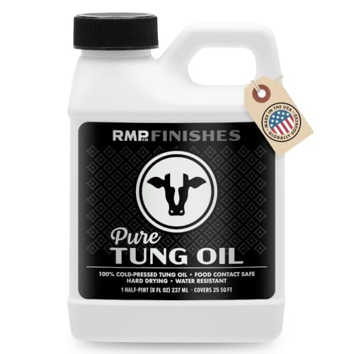 RMP Finishes Pure Tung Oil for Wood Finishing, Cutting Boards, Outdoor Furniture, Butcher Blocks, Wooden Flooring, Food Grade, Waterproof, 8 oz. - size: 8 Fl Oz (Pack of 1)