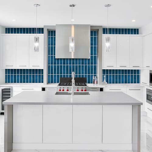 Peel and Stick Tile，New Upgrade Thicker Design Self Adhesive 12" x 12" Large Premium Peel and Stick Backsplash for Kitchen (Dark Blue). - color: Dark Blue