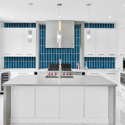 Peel and Stick Tile，New Upgrade Thicker Design Self Adhesive 12" x 12" Large Premium Peel and Stick Backsplash for Kitchen (Dark Blue). - color: Dark Blue