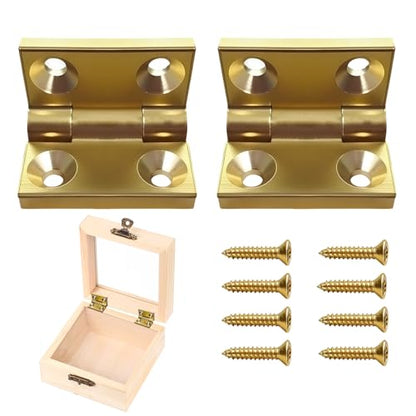 Small Brass Hinges, Mini Butt Hinges with Screws for Wood Jewelry Boxes