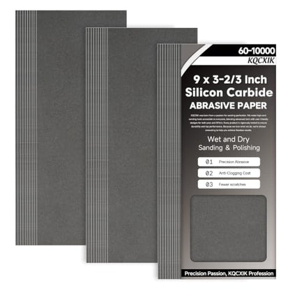 Premium 30-Sheet 1000 Grit Wet Dry Sandpaper, 9 x 3-2/3 Inch - style: 1000Grit