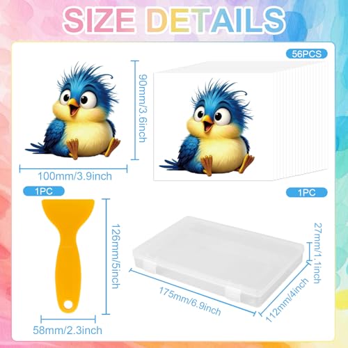 GLOBLELAND 56 Sheets Cartoon Birds Rub on Transfer 3.9x3.9 inch - color: Cartoon Birds