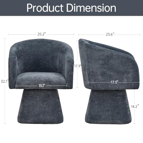 VKNOW Upholstered Swivel Dining Chairs Set of 4 with Barrel Back and Arm - color: Blue