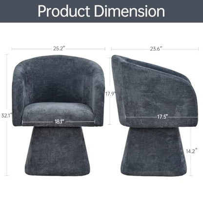 VKNOW Upholstered Swivel Dining Chairs Set of 4 with Barrel Back and Arm - color: Blue