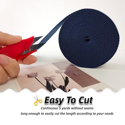 Cotton Webbing 2 Inch 5 Yards for Bag Strap Sewing Craft, Navy Blue - color: Navy Blue