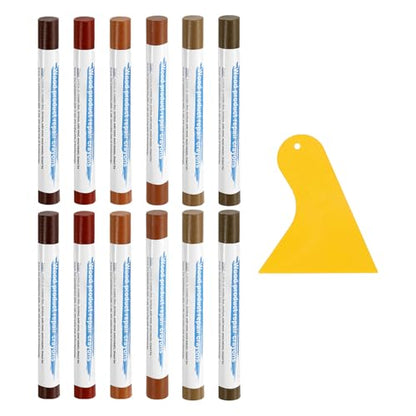 uxcell 12Pcs Wood Filler Sticks Kit, 12 Colors Brown & Red Oak Series - color: Brown Red Oak Series
