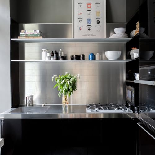 Vamos Tile 100-Pack Peel and Stick Backsplash Tile,3" x 6" Subway Tile - color: Brushed Stainless