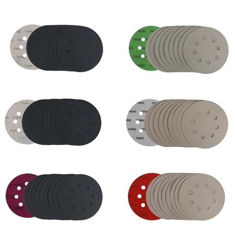 60 Pcs 5 Inch 8 Hole 1000/1500/2000/3000/5000/10000 Grit Wet and Dry Sanding Discs, Round Hook and Loop Disc Sandpaper for Random Orbital Sanders - style: Mix 1000-10000 Grit