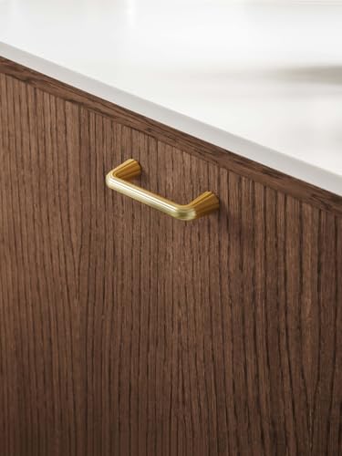 5 Pack Gold Cabinet Pulls 3" Hole Center Brushed Brass Drawer Pulls Bathroom Dresser Handles Hardware Zinc Alloy - color: Brushed Gold, size: Pull - 3 Inch Hole Center