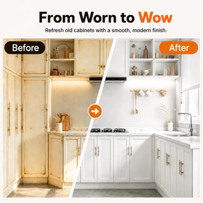 DWIL Cabinet Paint, Water Based Kitchen Cabinet Paint, Furniture Paint, Whitre Wood Paint, Low Odor, Fast Drying, Semi-Gloss, 32oz White - color: White, size: 32 Fl Oz (Pack of 1)