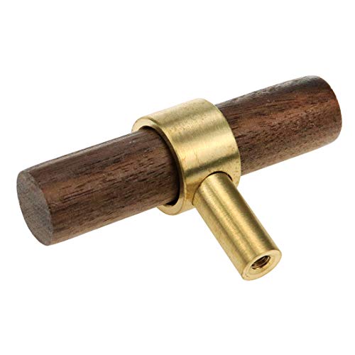 Drawer 2.36"/60mm Pull Brass Walnut for Kitchen Wardrobe Cabinet - size: L2.36" Single Hole