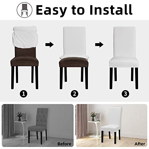 Easy-Going Stretch Dining Room Chair Slipcovers Set of 4, White - color: White
