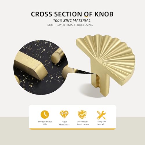 Goldenwarm 18Pack Gold Cabinet Knobs Drawer Dresser Knobs for Kitchen - size: Single Hole