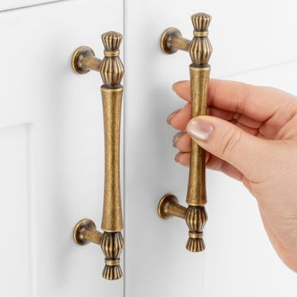 3-3/4 Inch Antique Brass Cabinet Pulls 10 Pack French Style P2408 - color: Antique Brass, size: 3-3/4" Hole Centers-10 Pcs
