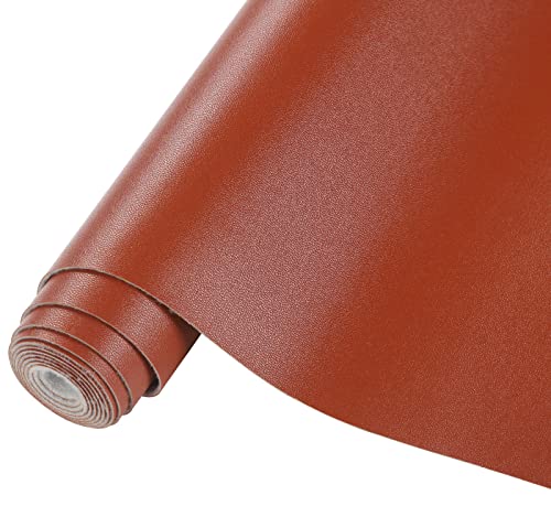CDY Smooth Faux Leather Roll: 13.8"X53" Faux Leather Sheets for Upholstery - color: Brown