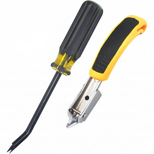 Staple Remover, 2pcs Trim Removal Tool Heavy Duty Steel Hand Nail Puller Professional Car Clip Remover Tool for Automotive Door Panel Fastener Upholstery Tack Removal and Home DIY Hand Tools