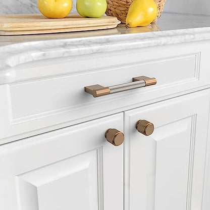 Asidrama 10 Pack 3.75 inch Satin Nickel and Champagne Bronze Cabinet Pulls - color: Nickel-Gold, size: 3.75" Hole Center(96mm)