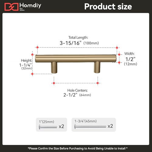 homdiy 20 2-1/2in Cabinet Handles Champagne Bronze Kitchen Cabinet Pulls Drawer Pulls for Dresser Drawers - color: Champagne Bronze, size: 2-1/2in hole centers