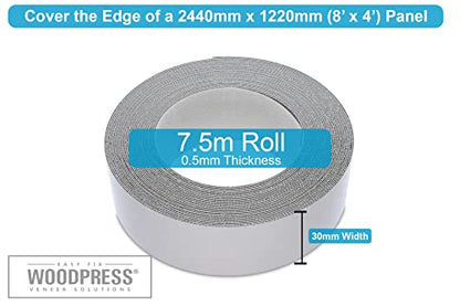 1 & 3/16" Grey Pearl Pre-Glued Melamine Edge Banding, 25 ft - size: Width: 1 & 3/16"