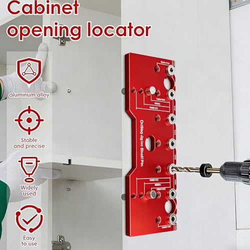 HALENBA Shelf Pin Jig 1/4" and 5mm,All-Metal Self-Contained Clamping Function Drill for Straight Holes,Hardware Jig,Shelf Pin Drilling Template, Woodworking Tools
