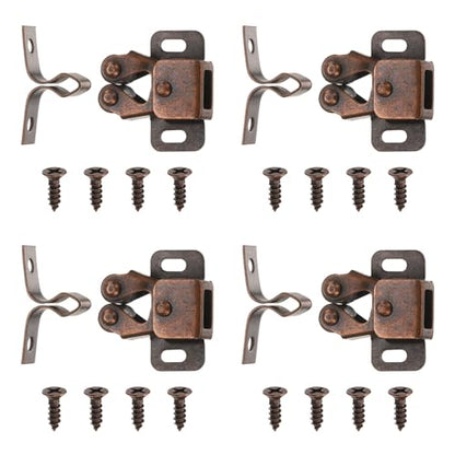 M METERXITY 4-Pack Double Roller Cabinet Latch, Red Bronze - color: Red Bronze