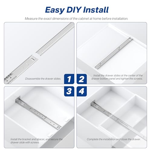 18 Inch Center Mount Drawer Slides 4 Pcs, Heavy Duty Hidden Rails - size: 18 Inch