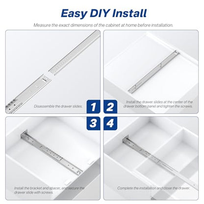 18 Inch Center Mount Drawer Slides 4 Pcs, Heavy Duty Hidden Rails - size: 18 Inch