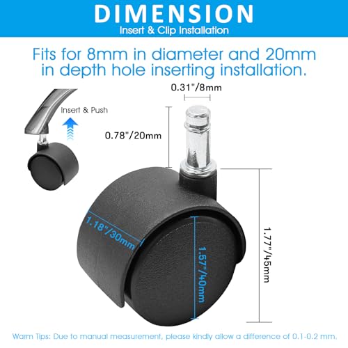 1.5 Inch Swivel Caster Wheels, M8 Circlip Stem, 5pcs - style: 1.5 Inch-M8 Circlip Stem