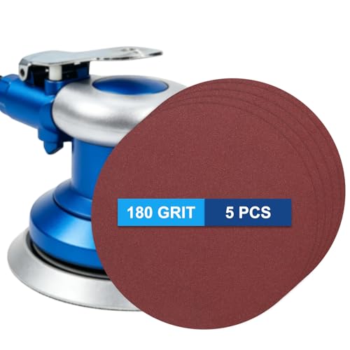 5 Pack 5 Inch PSA Sanding Discs 180 Grit Aluminum Oxide Red - size: 180 grit