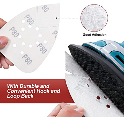 S SATC Mouse Sander Sandpaper 50PCS Mouse Sanding Pads 12 Holes Hook and Loop Sandpaper 80 Grit Detail Palm Sand Paper - style: 50 PCS 12 Hole 80 Grit