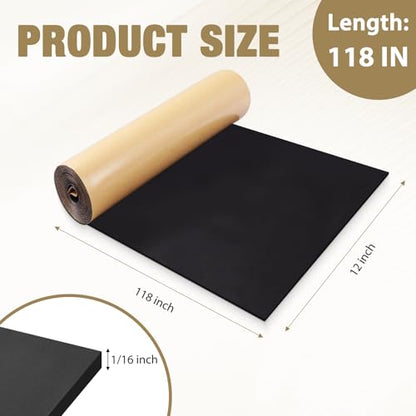 LSGCQ Sponge Neoprene Foam Padding Self Adhesive Foam Sheets, Black - color: Black, size: 12" Wide x 1/16" Thick x 118" Long