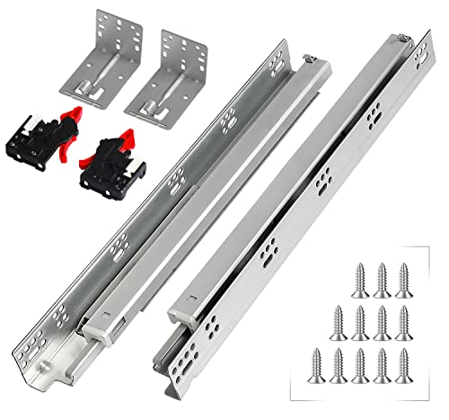 Undermount Soft Close Drawer Slides Bottom Mounted Full Extension 9 12 15 18 21 24 Inch Ball Bearing Runners Rails 77 Lb Load 1 Pair (1 Pair, 21 Inch) - size: 21 Inch