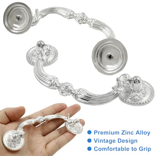 8 Pack 3.5" Hole Center Bail Pull Silver Drawer Handle - color: Silver(8 PCS), size: 3.5 Inch