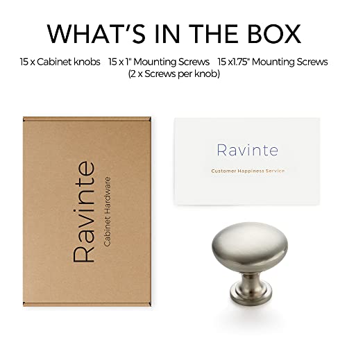 Ravinte Brushed Nickel Cabinet Knobs, Zinc Knobs Drawer Pulls, 15 Pack - color: Brushed Nickel