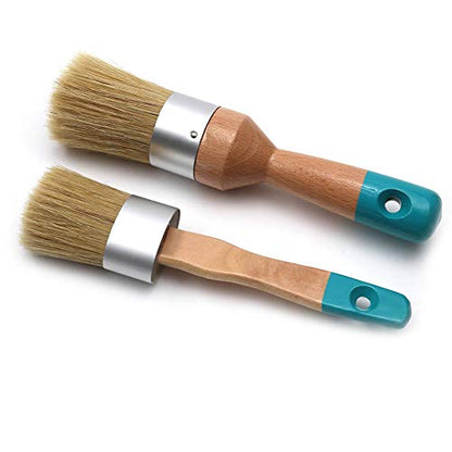 MAXMAN Chalk Paint Brush Set 2Pcs, Wax & Stencil Brushes, Natural Bristles - size: 2PCS-Large