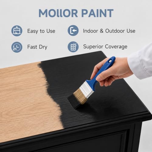 Matte Wood Furniture Paint, Black, 16 Fl Oz with Tools - color: Black, size: 16 Fl Oz (Pack of 1)