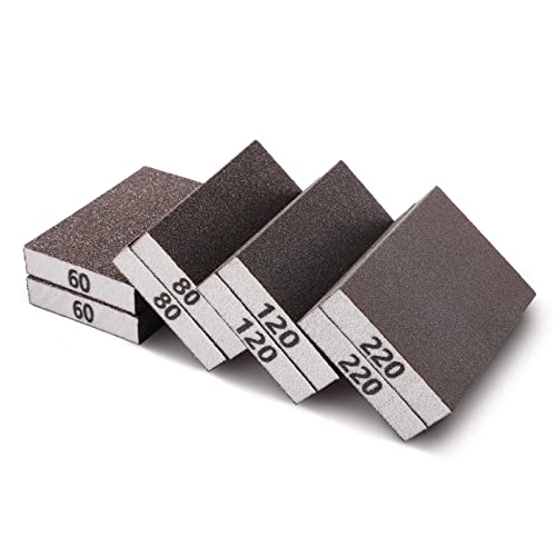 8PCS Sanding Sponge, Sanding Blocks of 60/80/120/220 Assorted Grits