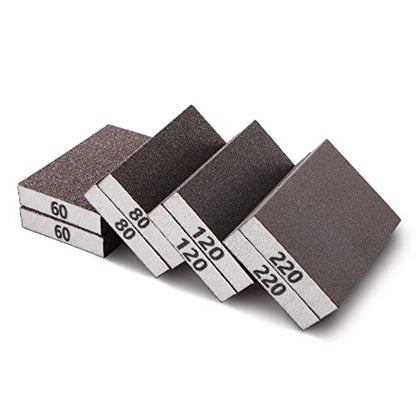 8PCS Sanding Sponge, Sanding Blocks of 60/80/120/220 Assorted Grits